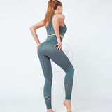 BootyKnots 2 Pcs Striped Sports&Yoga Suit