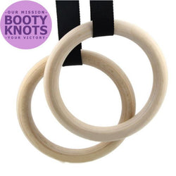 BootyKnots Wooden Gymnastic Rings with Adjustable Straps